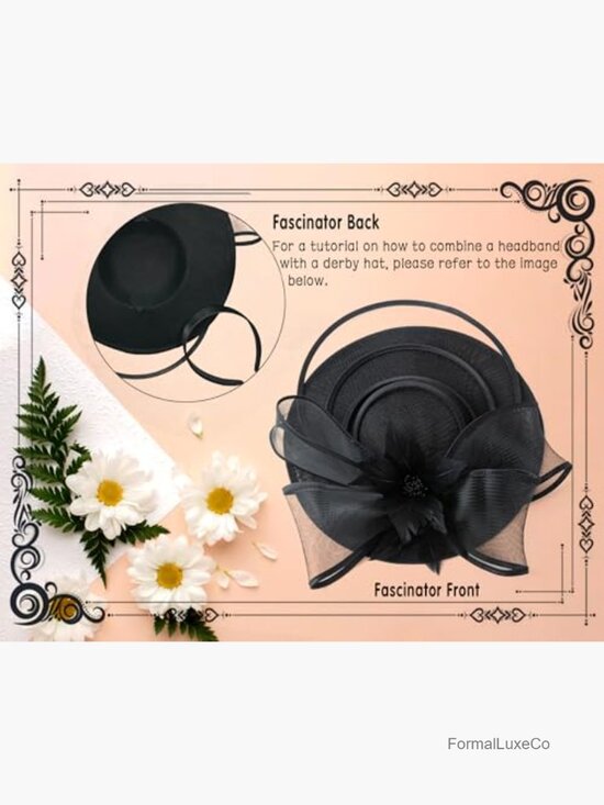 Vintage Derby Fascinator Hat with Feathers - Handmade Linen Wedding Tea Party main image 6